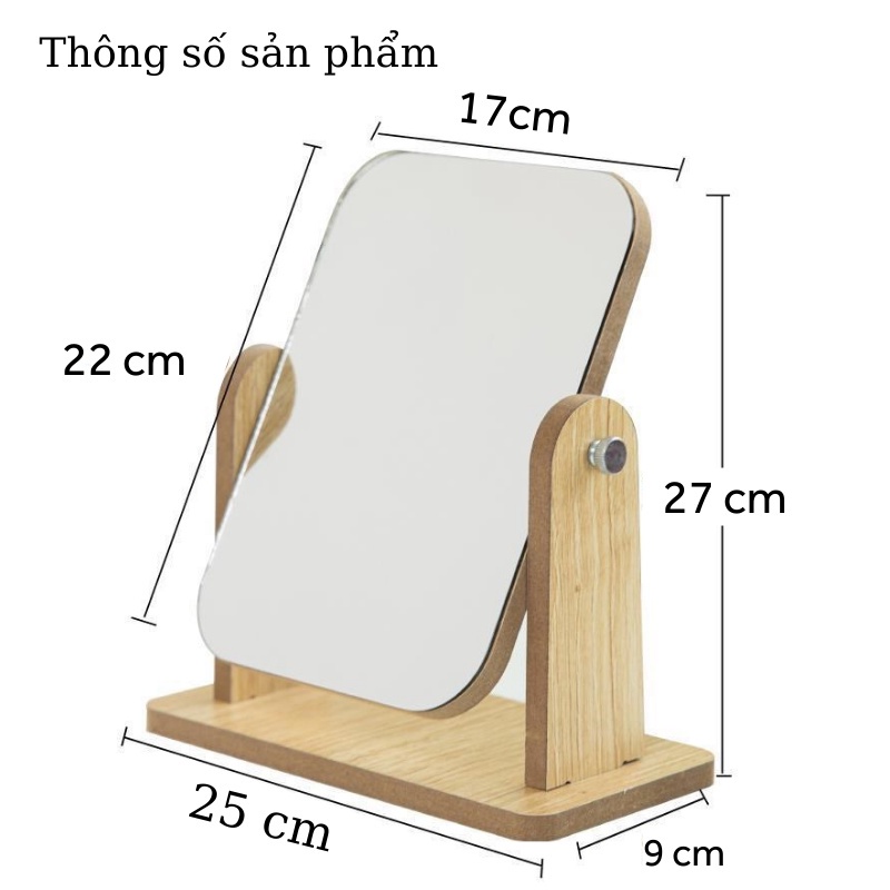 Gương Trang Điểm, Gương Để Bàn Bằng Gỗ Cao Cấp Tràn Viền