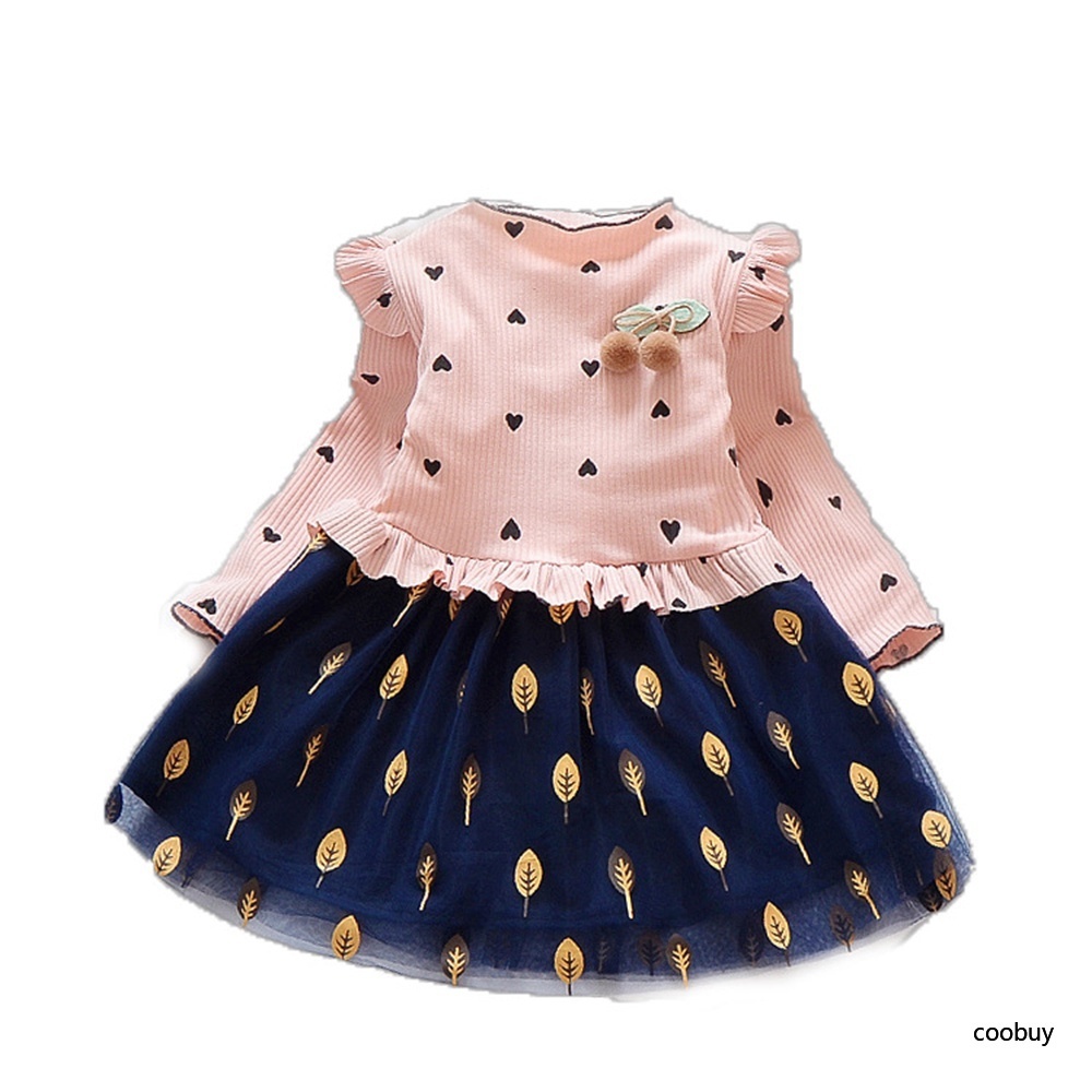 Đầm đỏ tay dài cho bé gái phong cách công chúa thời trang thu đông 3-8 Y