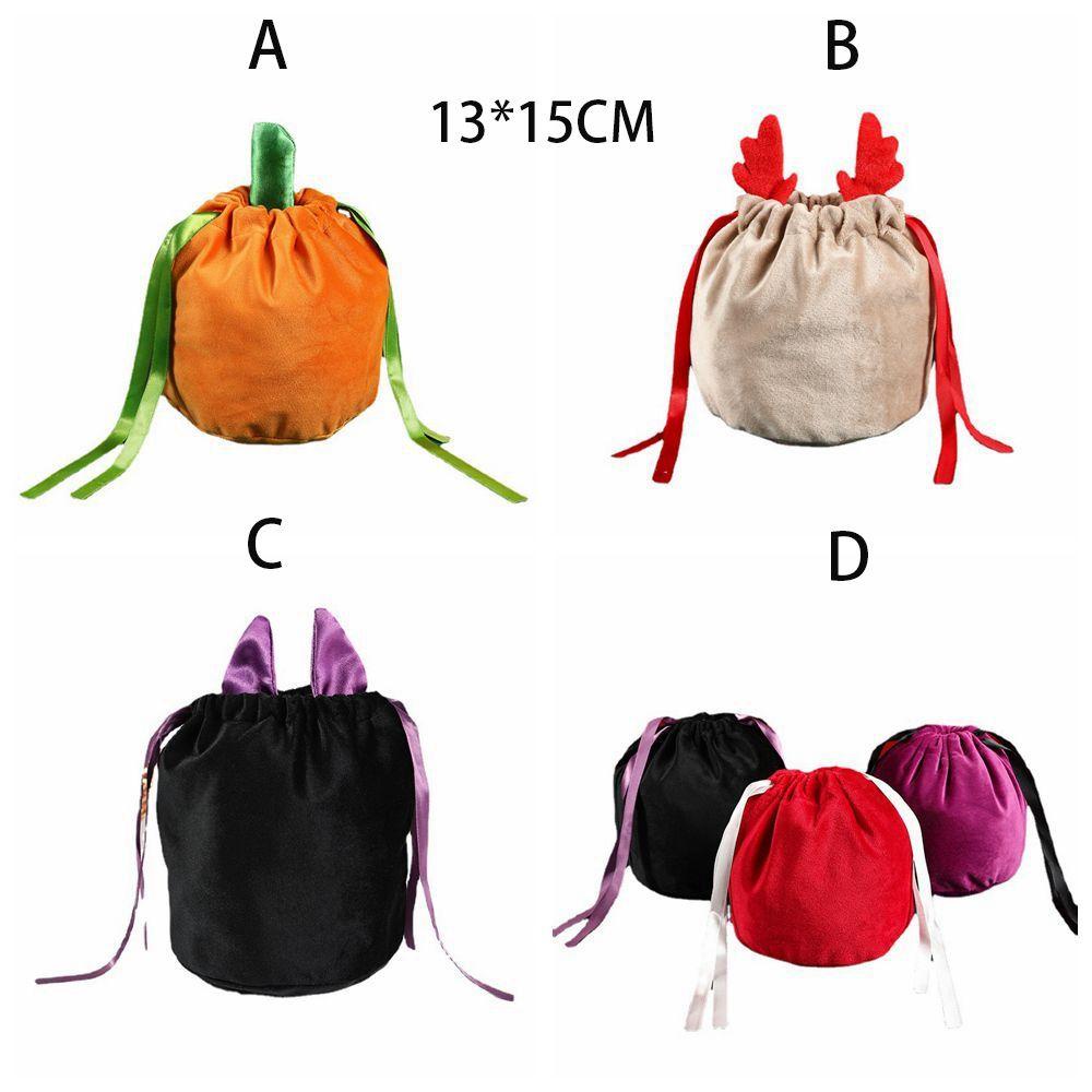 Túi Đựng Kẹo Bằng Vải Flannel Đa Năng Có Dây Rút Dùng Làm Quà Tặng Halloween / Giáng Sinh