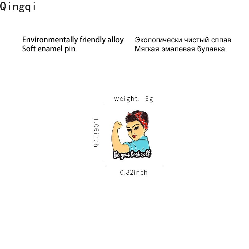 Ghim cài áo Miss Zoe họa tiết cô gái và chữ Be Your Best Sell