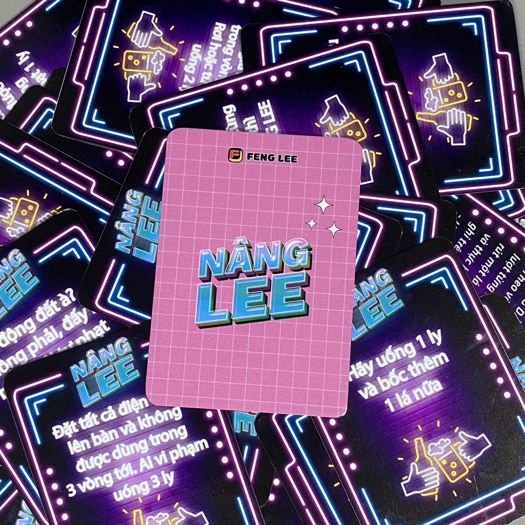 Bộ bài drinking game,boardgame NÂNG LEE trò chơi hội nhóm cho cuộc vui bùng nổ. Bộ 72 lá bài khác nhau, chống thấm nước