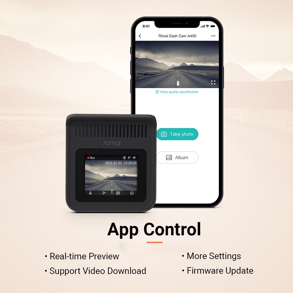 Camera hành trình ô tô Xiaomi 70mai Dash Cam A400&amp;A400-1 độ phân giải 1440P