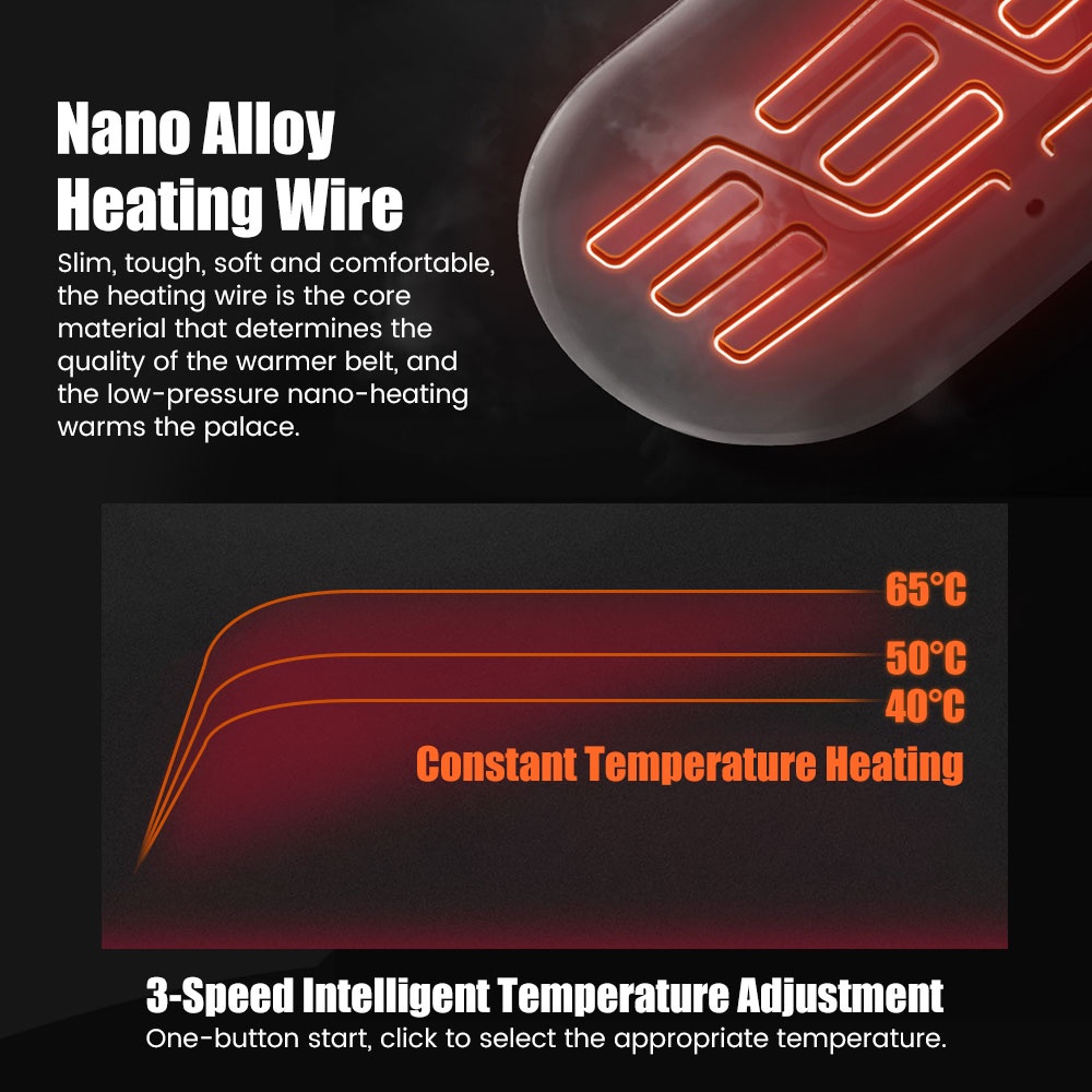 Đai Thắt Eo Tự Sưởi Ấm 40-65°C Đai Đeo Giảm Đau Không Rung Có Thể Điều Chỉnh Nhiệt Độ Tiện Dụng