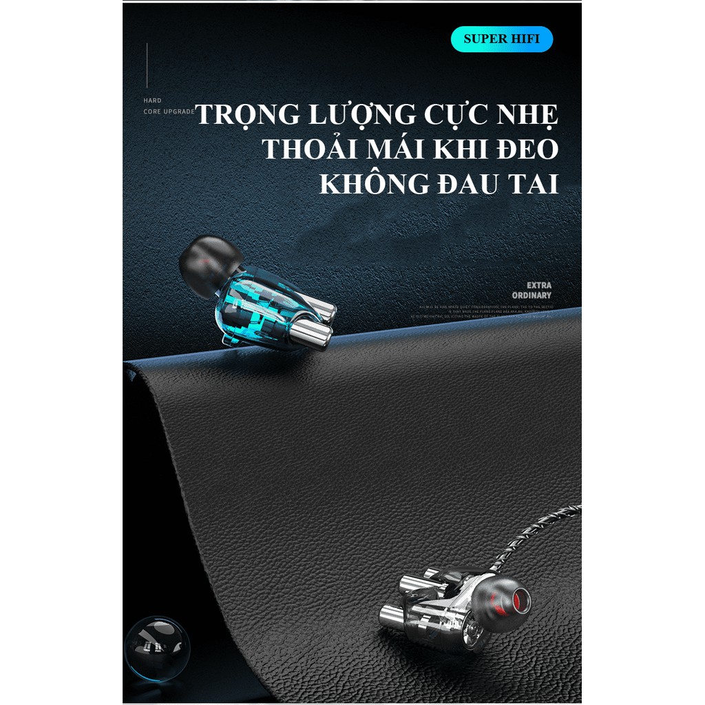 Tai nghe A6 HiFi 2 Loa lõi kép siêu bass MẪU MỚI - VL