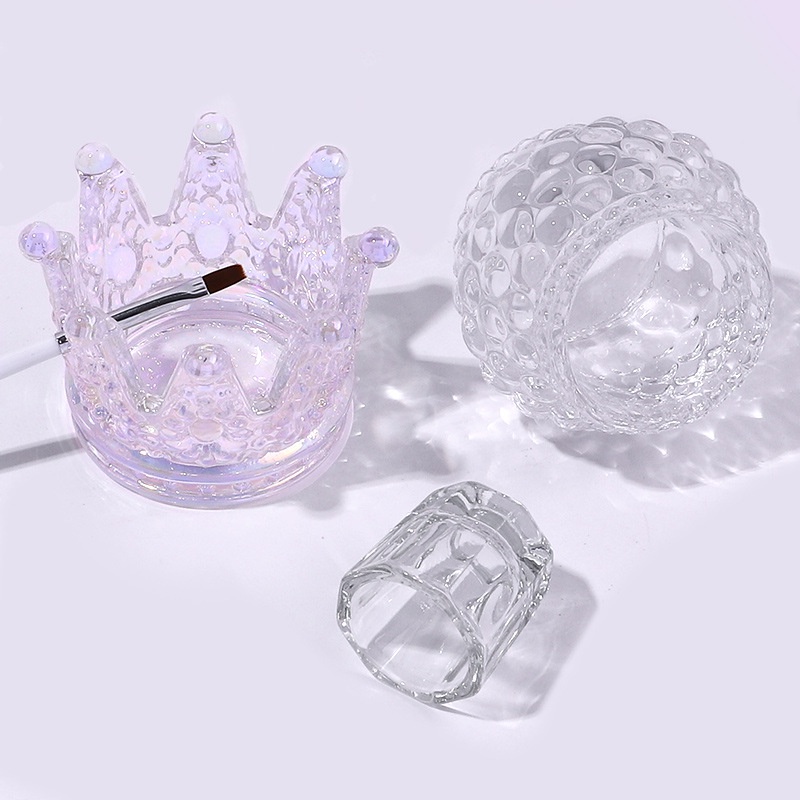 Cốc thủy tinh đựng dung dịch nail, bột nail trang trí móng tay nghệ thuật, cốc pha lê hình vương miện