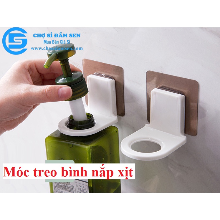 MÓC DÁN TƯỜNG TREO BÌNH NƯỚC RỬA TAY, DẦU GỘI, SỮA TẮM CÓ VÒI XỊT SIÊU CHẮC