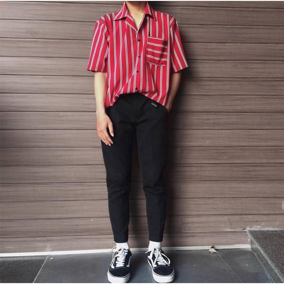 SƠ MI ĐỎ KẺ TRẮNG - UNISEX - ONLY RED