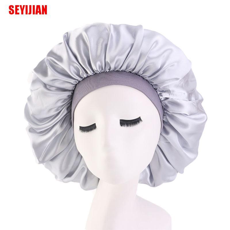(SEY) Mũ Trùm Tóc Bằng Satin Bản Rộng Có Thể Điều Chỉnh