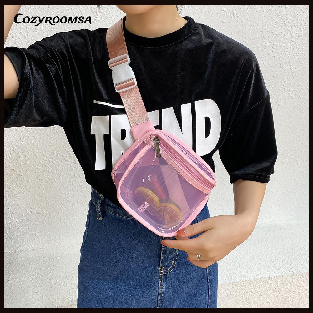 Chest Waist Belt Bag Women PVC Transparent Fanny Packs Sport Phone Pouch