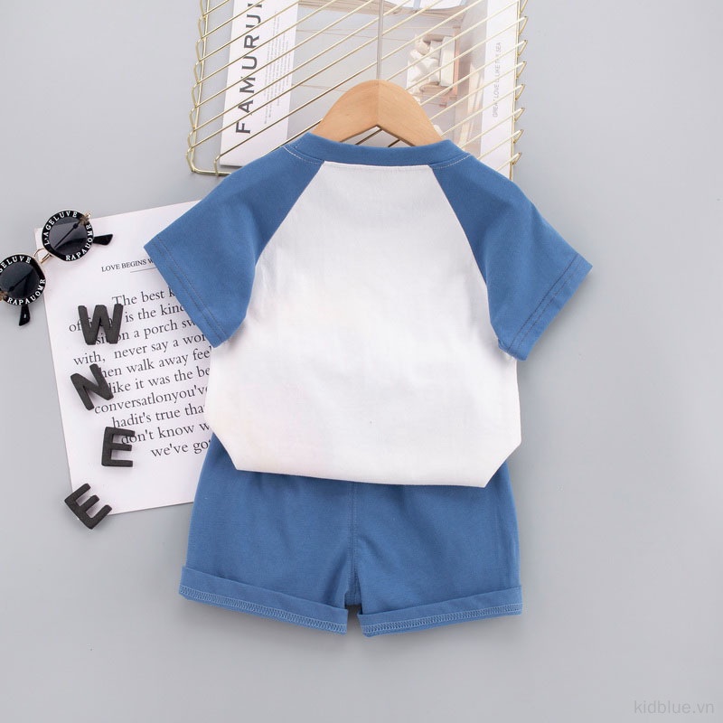 Set Đồ Thể Thao Ngắn Tay In Họa Tiết Khủng Long Hoạt Hình Thời Trang Cho Bé Trai