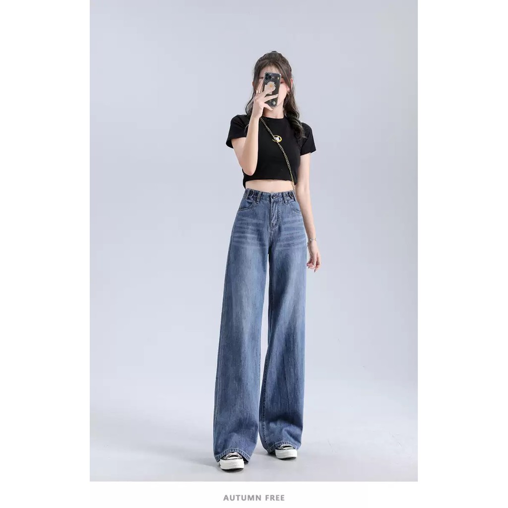 [ SOÁI CA ] QUẦN JEAN ỐNG RỘNG NỮ XANH ĐẬM RÂU MÈO LAI CUỐN FORM DÀI RỘNG CAO CẤP NITI2 SIÊU ĐẲNG CẤP, CỰC THỜI THƯỢNG