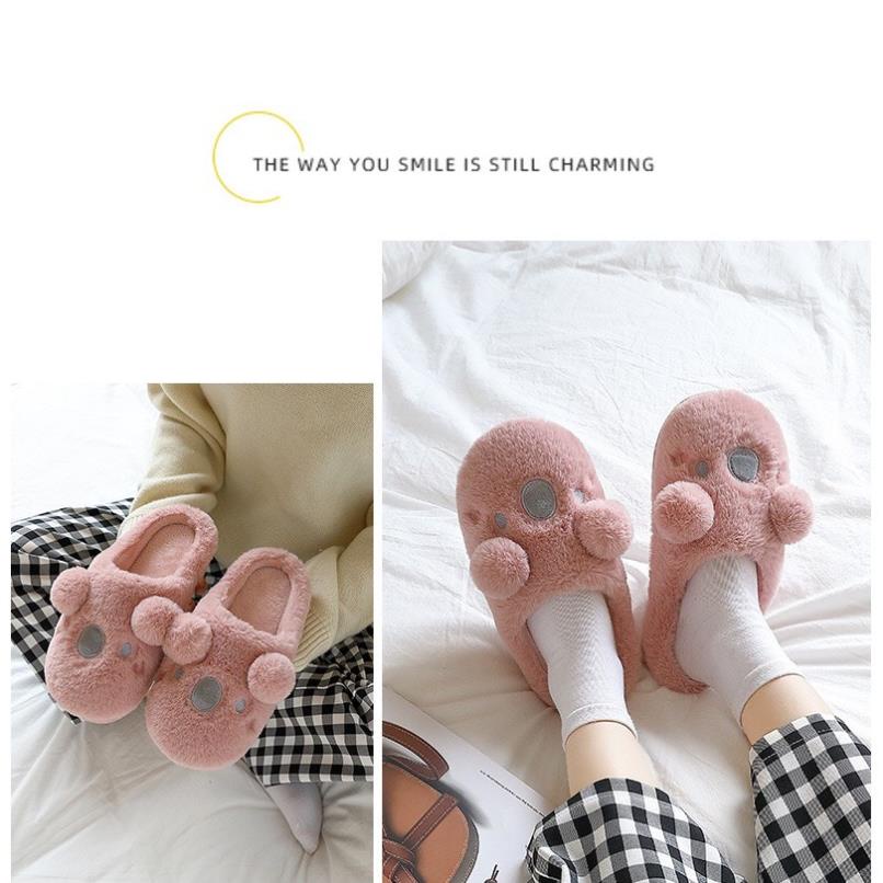 Dép bông đi trong nhà hình thú đế cao su siêu êm, dép lông mùa đông nam nữ shop vy