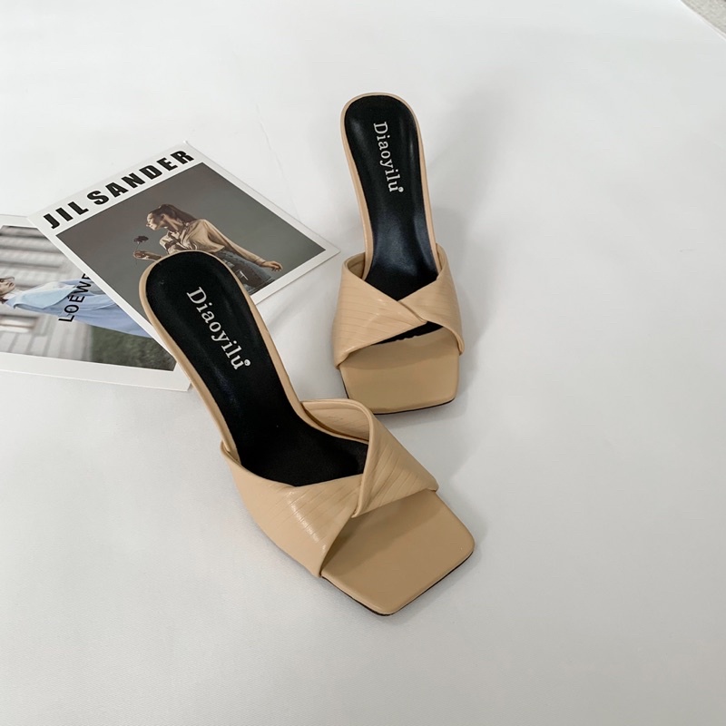SORAMI.SHOES-Guốc quai kếp gót nhọn 7p siêu lạ mắt