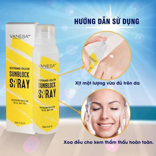 [ Combo ] 2 Kem Xịt Chống Nắng Vanesa Beauty ( Tặng 01 Chì Kẻ Mày The Face Shop / 02 Mặt Nạ Ong Chúa ) | BigBuy360 - bigbuy360.vn