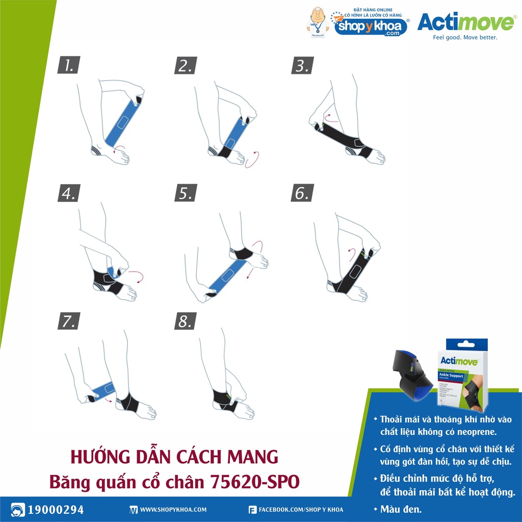 Băng Quấn Cổ Chân 75620-SPO, Màu Đen, Dùng Được Cho Cả Chân Trái Và Chân Phải [Actimove] - NK Chính Hãng Châu Âu (1 Cái)