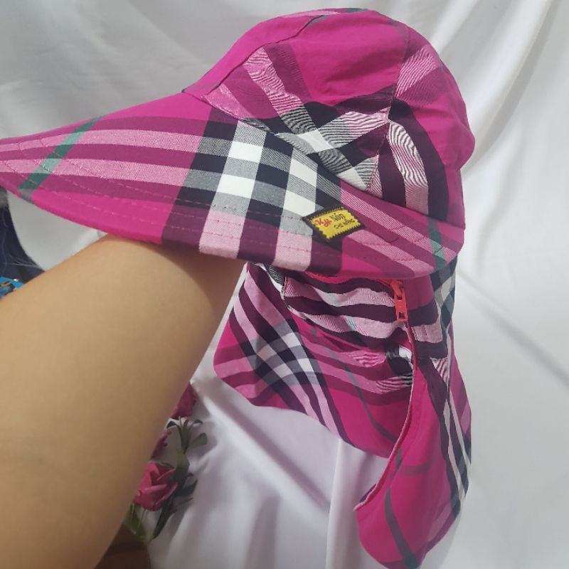 Mũ Vành Đi Nắng Kín Mặt Siêu Tiện Lợi - Họa Tiết Kẻ