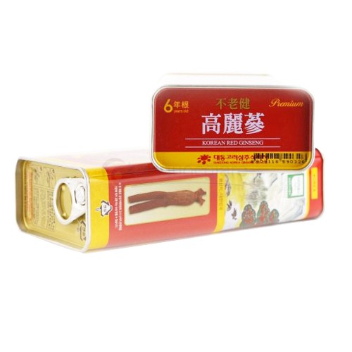 Hồng Sâm Khô Nguyên Củ DeaDong 6 Năm Tuổi Hàn Quốc Hộp Thiếc 37.5g (2-3 củ) - Kivo