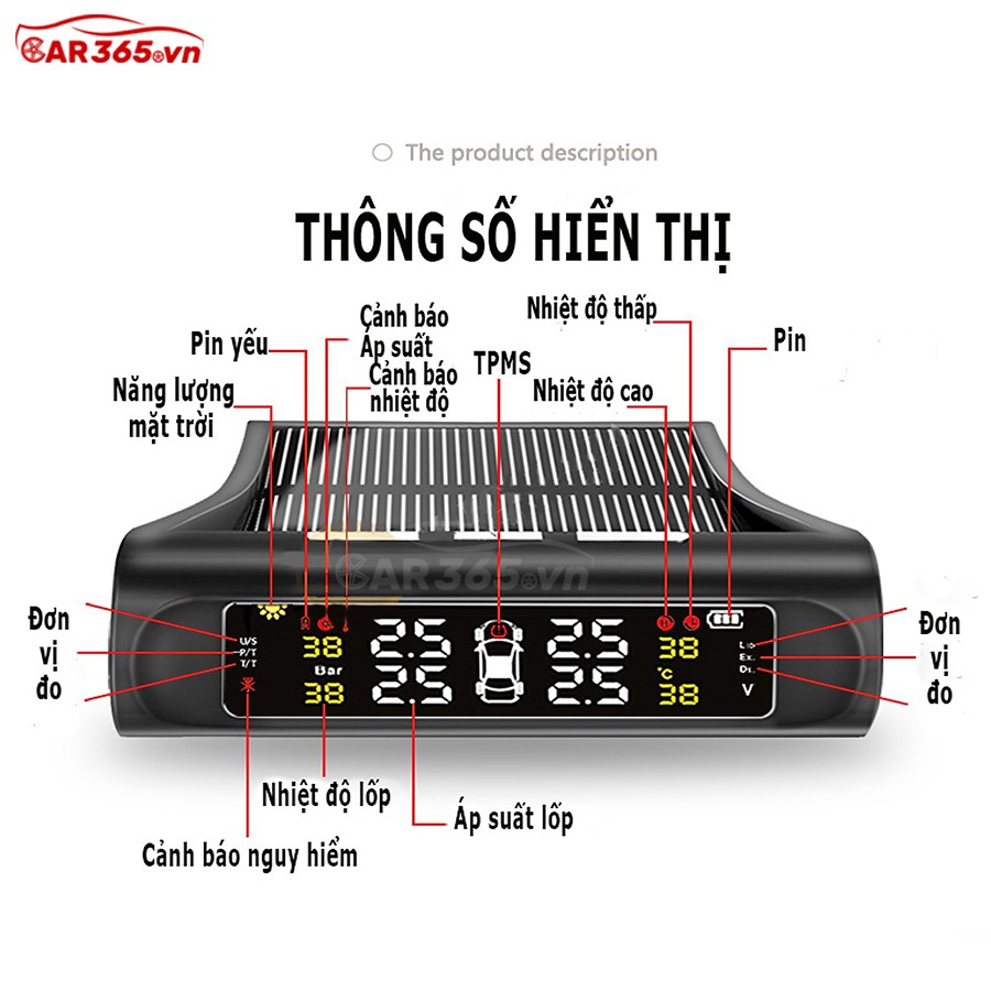 Cảm biến áp suất lốp ô tô xe hơi CAR365 TPMS Cao Cấp Van Ngoài | CHÍNH HÃNG | BH  24TH | 1 Đổi 1 365 Ngày!