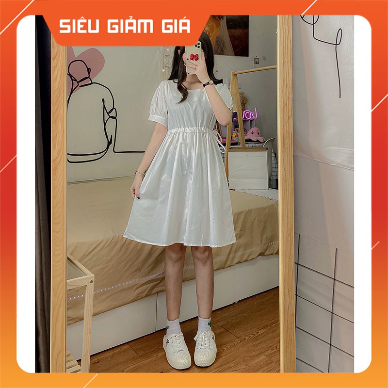 Váy Nữ Tay Bồng Rút Eo Cổ Vuông Đủ Size M6018 -Teen 888