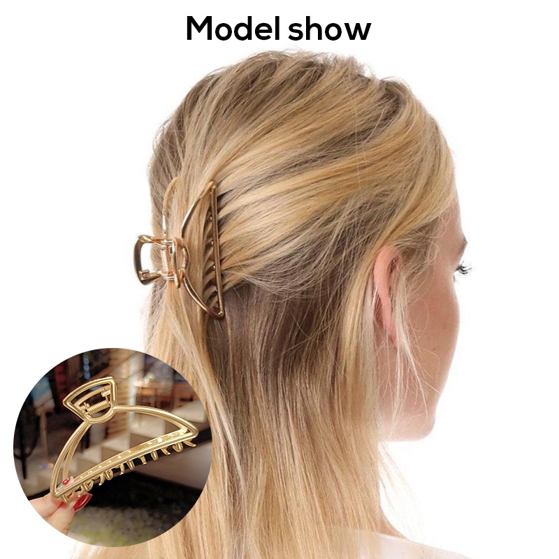 Kẹp tóc Shiny B&amp;S hình học đơn giản màu vàng mờ thời trang Hàn Quốc cho nữ