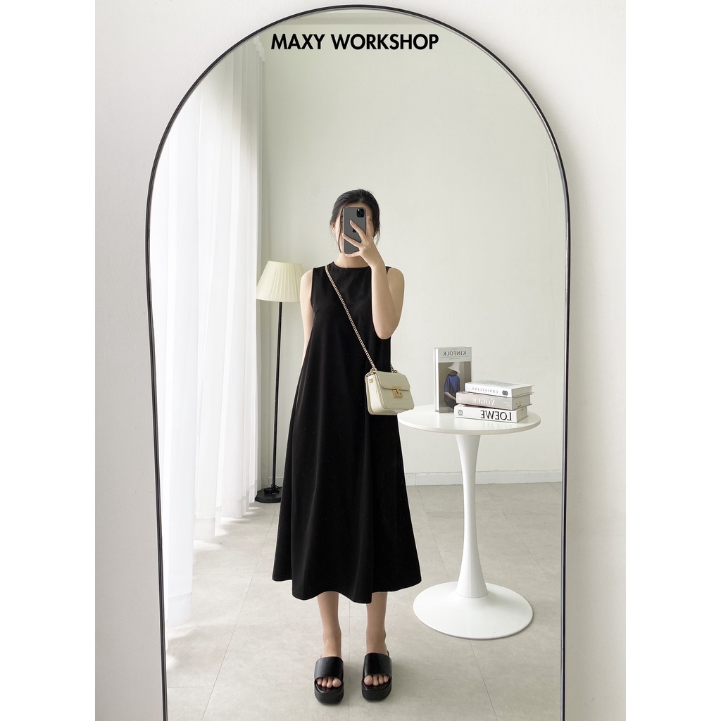 Đầm midi dáng dài không tay Black Midi Dress Maxy Workshop