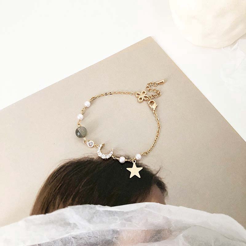 Vòng tay nữ ngọc trai lắc tay nữ hình mặt trăng ngôi sao xinh xắn dễ thương | BigBuy360 - bigbuy360.vn