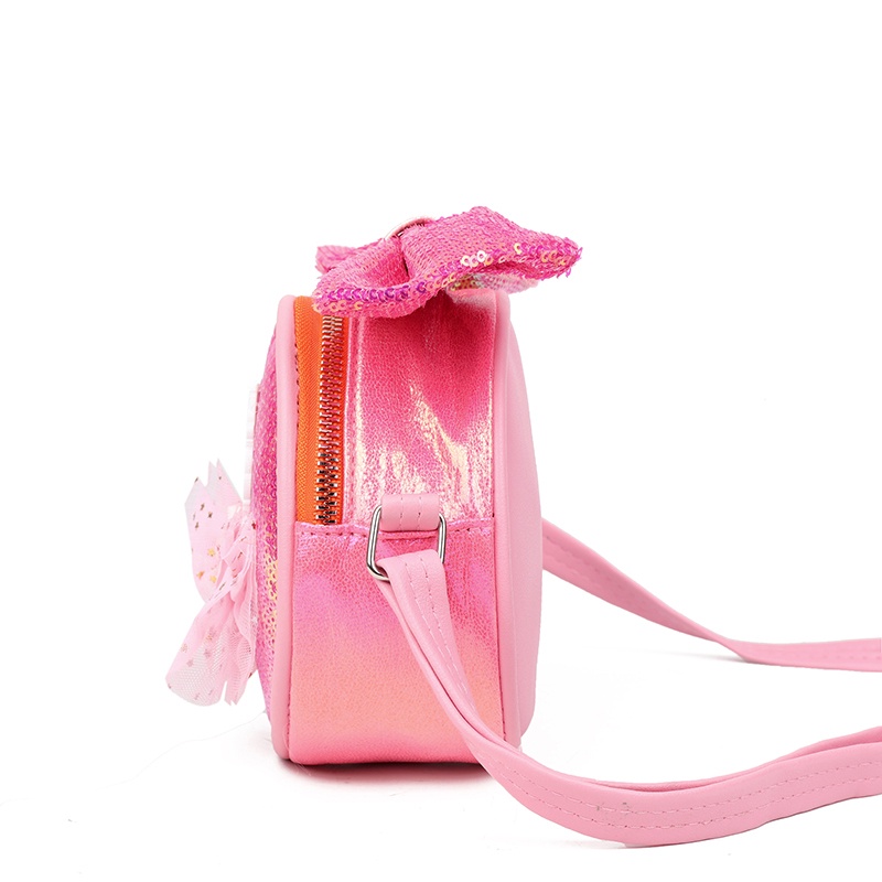 Túi Đeo Chéo Hình Tròn Đính Kim Sa Lấp Lánh Thời Trang Cho Bé Gái