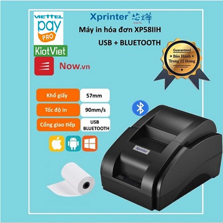 Máy in hóa đơn XPRINTER XP 58IIH Kết nối cổng USB + Bluetooth | BigBuy360 - bigbuy360.vn