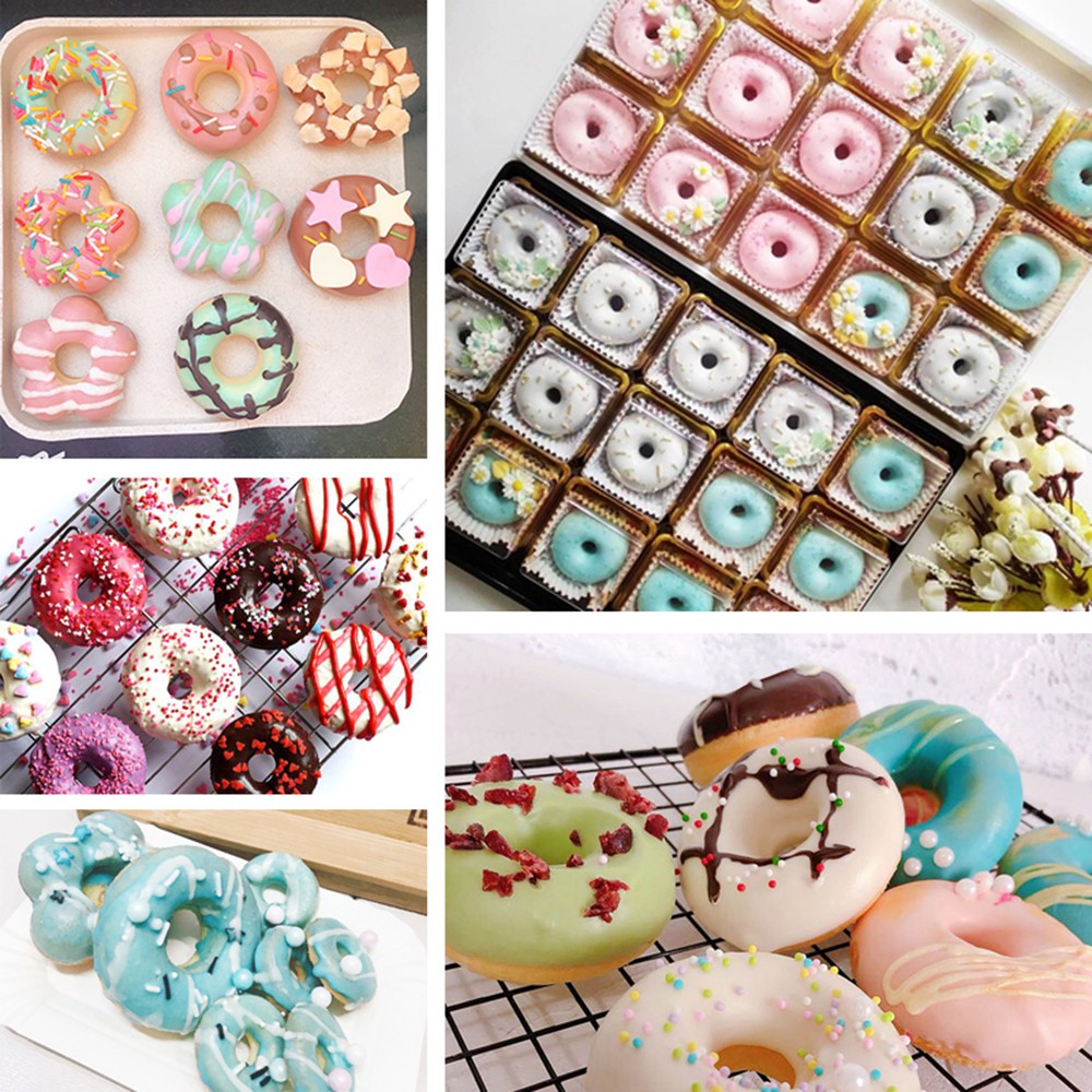 Khuôn làm bánh donut 18 ô bằng silicon an toàn tiện dụng
