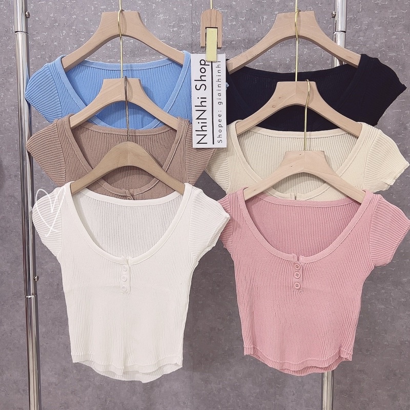 Áo len croptop dáng ngắn nhỏ vạt bầu , Áo kiểu len mỏng dáng ôm AL5528 - NhiNhi Shop