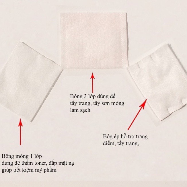 Bông tẩy trang 3 lớp FM Cotton Pads 222 miếng Bông Tẩy Trang nội địa Trung MFBTT1