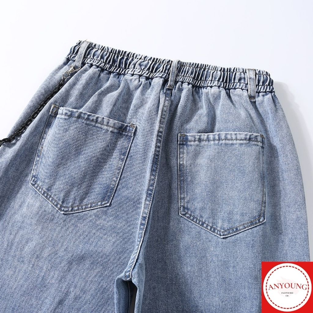QUẦN JEAN NAM ống rộng dáng suông form rộng cực chất dễ phối đồ phong cách ANYOUNG QD535