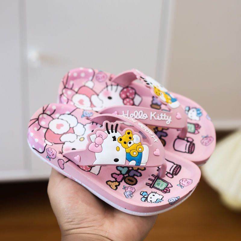 Dép xỏ ngón mới Ice Princess dành cho trẻ em Dép chuột Mickey chống trượt Dép kẹp ở nhà và dép đi trong nhà Giày vừa và nhỏ cho trẻ em