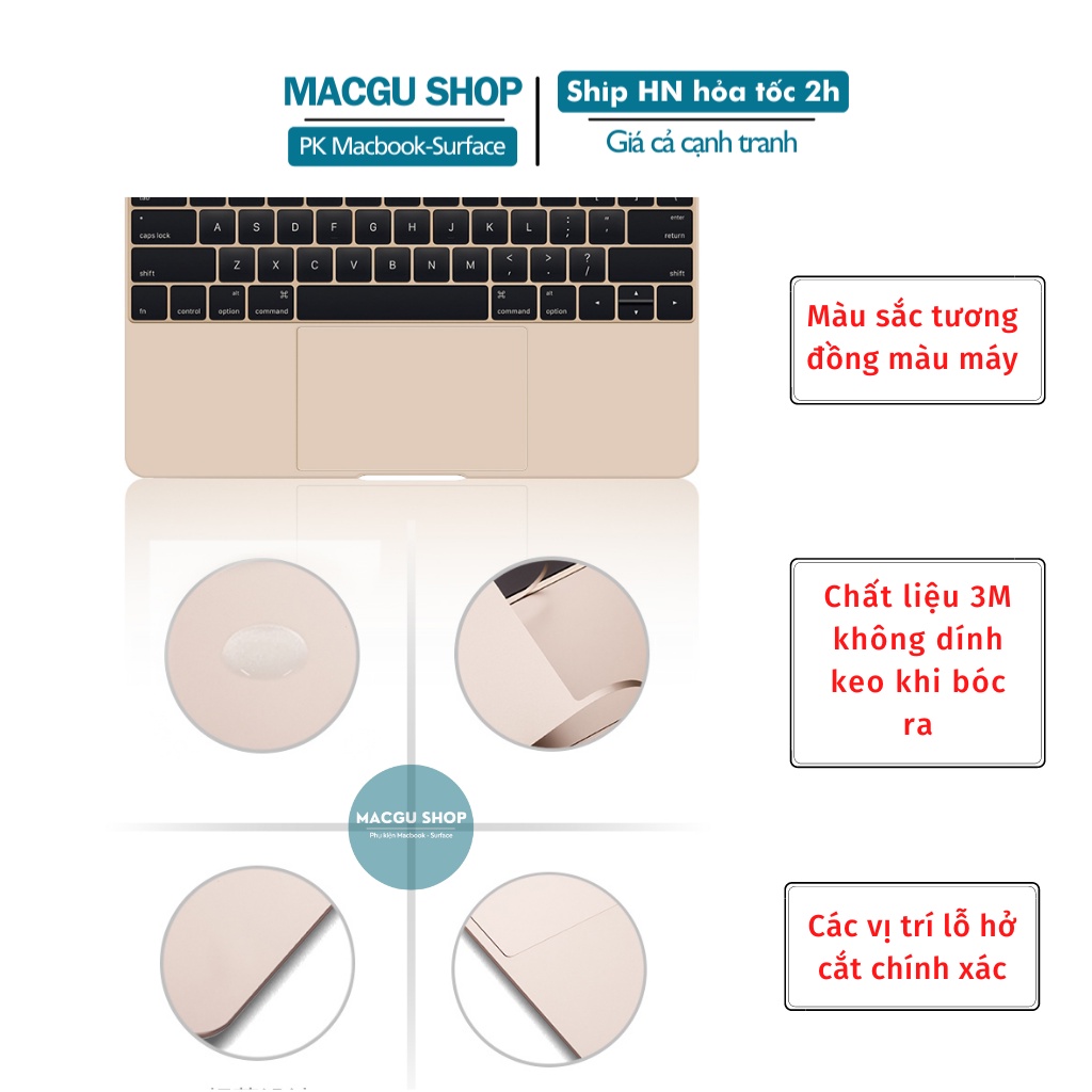 Bộ Dán Kê Tay Kèm Trackpad Macbook JRC 4 Màu-đủ đòng. Dán từ tính không dính keo