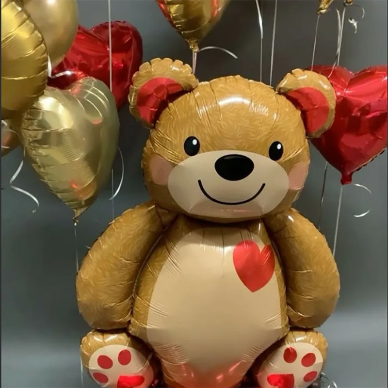 Bong bóng lá nhôm thiết kế hình gấu/ trái tim/ chữ LOVE/ nhẫn đáng yêu dành cho trang trí tiệc tùng