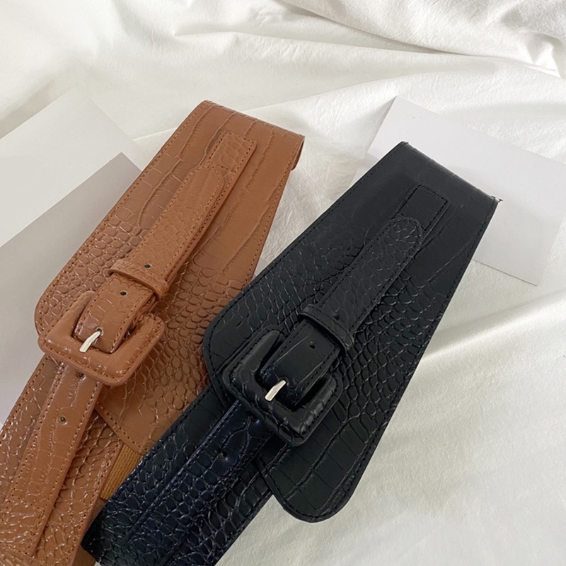 Thắt Lưng Da Bản To Màu Bạc Sang Trọng Co Giãn Dùng Phối Đầm/Đầm Thời Trang Cho Nữ