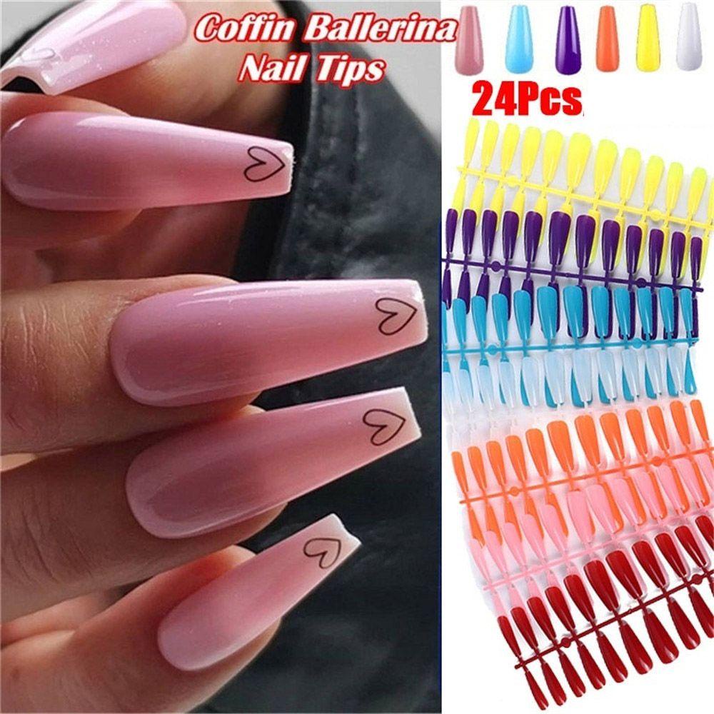 Bộ 24 Móng Tay Giả Nối Dài Bằng Acrylic Che Phủ Toàn Diện