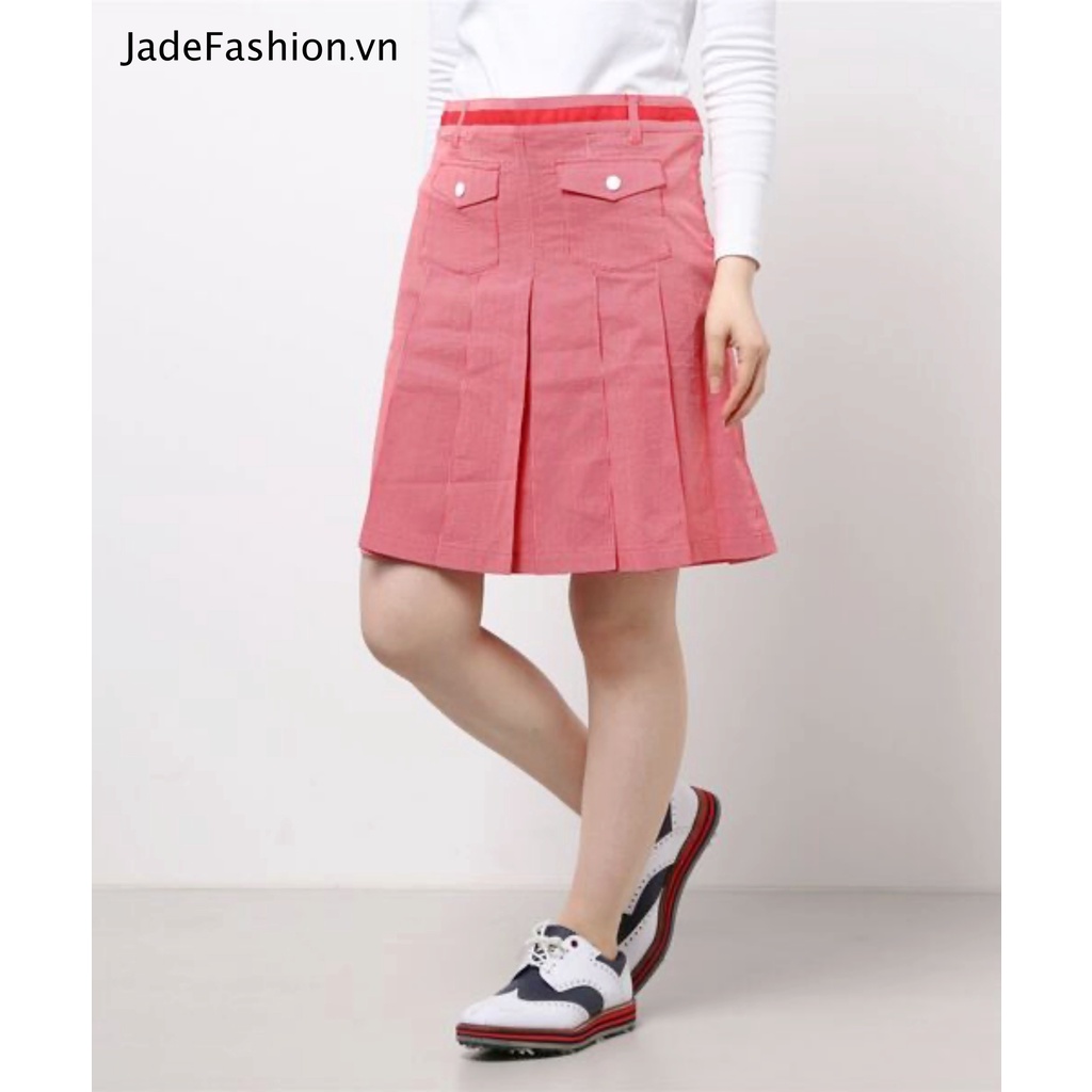 Váy thể thao nữ chơi gofl kẻ sọc Hồng jf470