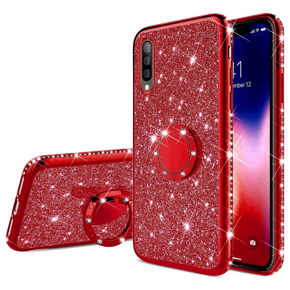 Samsung Galaxy A7 A6+ A6 A8 A8+ A9 2018 A7 A5 2017 A9S Luxury Diamond Rhinestone Glitter Holder Ring Soft Silicone Shockproof Case Cover thtupp11 case