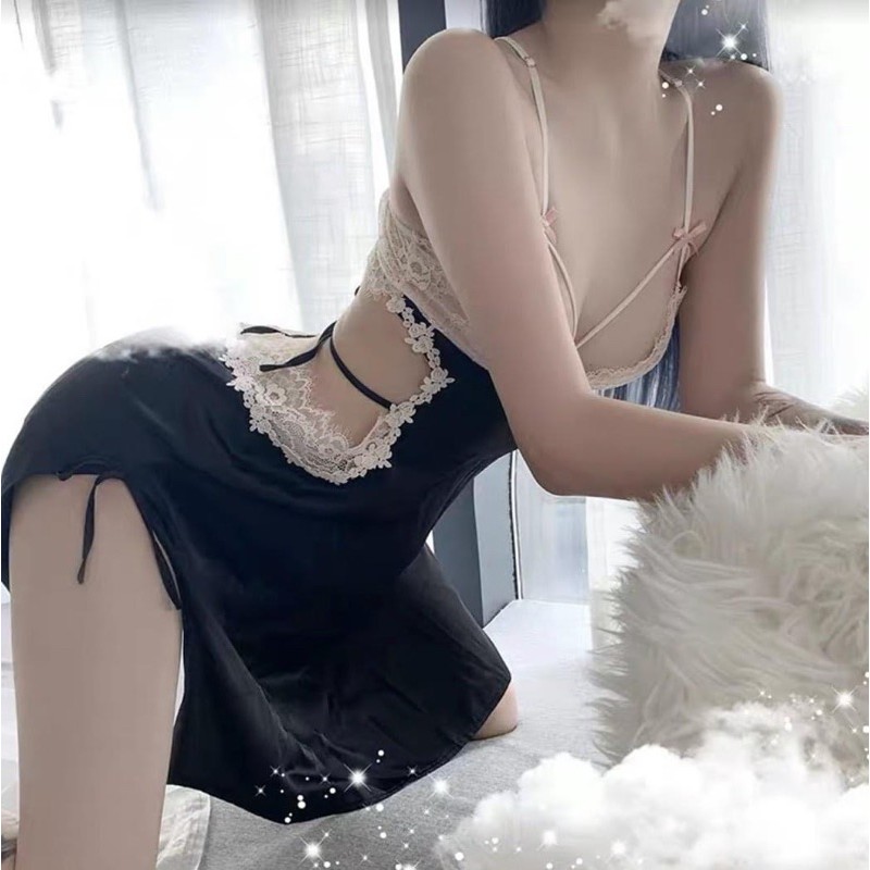 [Giao nhanh 2h] [mẫu mới] váy ngủ lụa sexy cao cấp - đầm ngủ lụa satin phối ren  - CCNCS