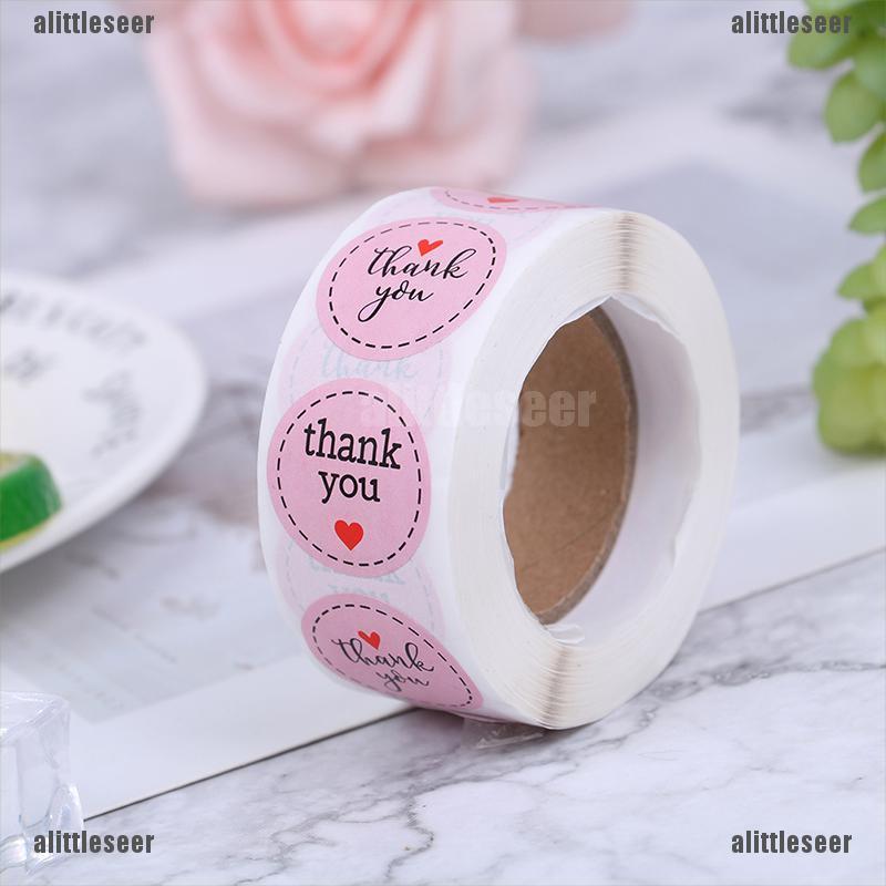 Set 500 Miếng Dán 1 inch Màu Hồng In Chữ Thank You Trang Trí Tiệc Cưới