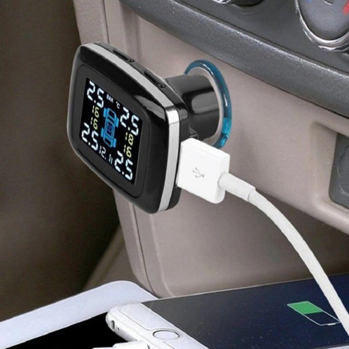 Sản Phẩm Cảm biến áp suất lốp dạng tẩu gắn van ngoài xe hơi, ô tô TPMS C100 .