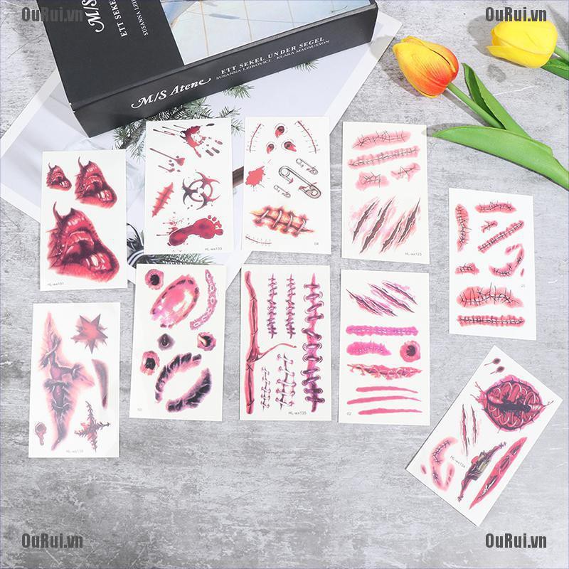 {FCC}Hình Xăm Dán Vết Thương Giả Hóa Trang Halloween{OuRui.vn}