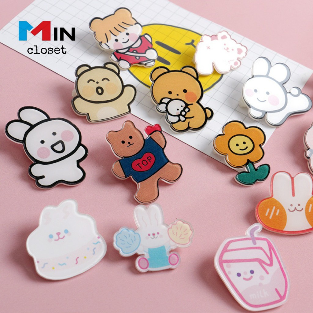 💖 𝑭𝑹𝑬𝑬𝑺𝑯𝑰𝑷 💖 Phụ kiện cài trang trí áo, balo, túi ví Siêu Dễ Thương - Mincloset