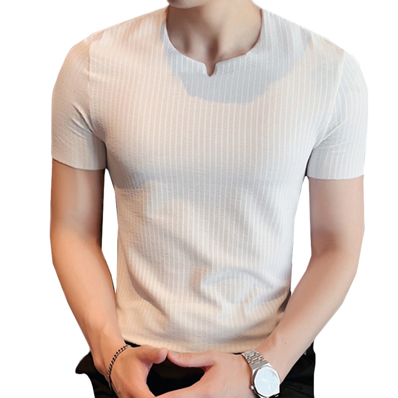 Áo INCERUN ngắn tay cổ chữ v thời trang cho nam