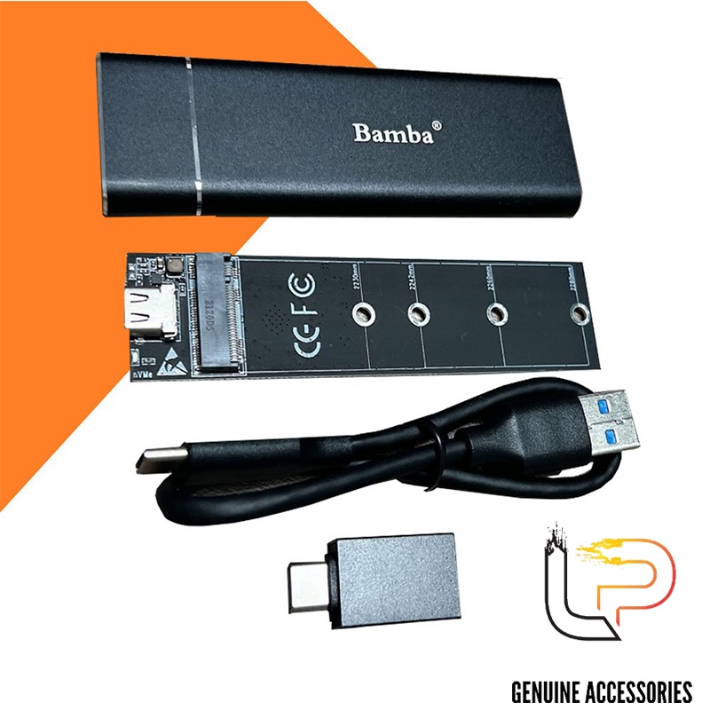 BOX SSD M2 NVME RA USB 3.0 BAMBA - VỎ NHÔM + MÀU ĐEN - HỘP ĐỰNG Ổ CỨNG SSD M2 NVME BAMBA