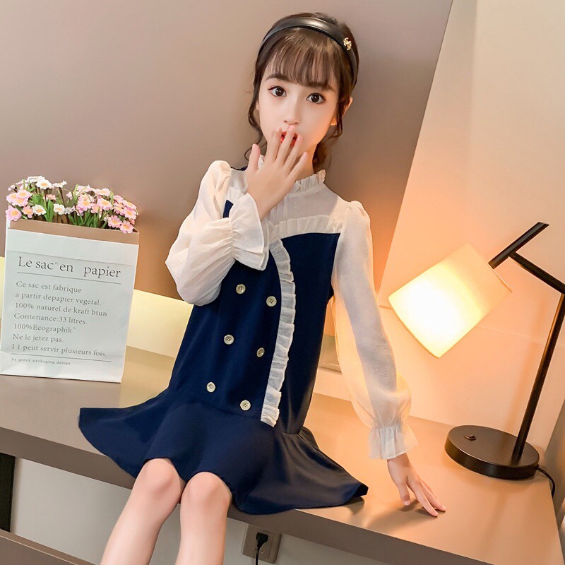 Váy đầm thu đông cho bé gái lớn size đại  - kèm ảnh thật