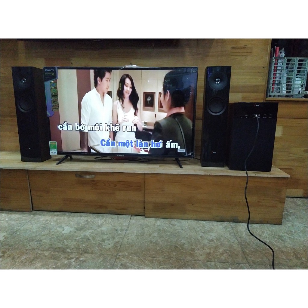 Loa để kệ tivi Isky SKN325, loa vi tính SKN 325, loa vân gỗ, tích hợp bluetooth, tặng kèm mic để hát karaoke