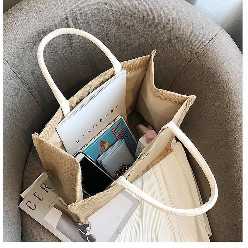 (HCM) Túi Cói Đi Biển Phong Cách Vintage Size Lớn Đựng Được Nhiều Đồ Có Lớp Lót Và Đáy Giữ Form - Túi Xách Thời Trang Nữ