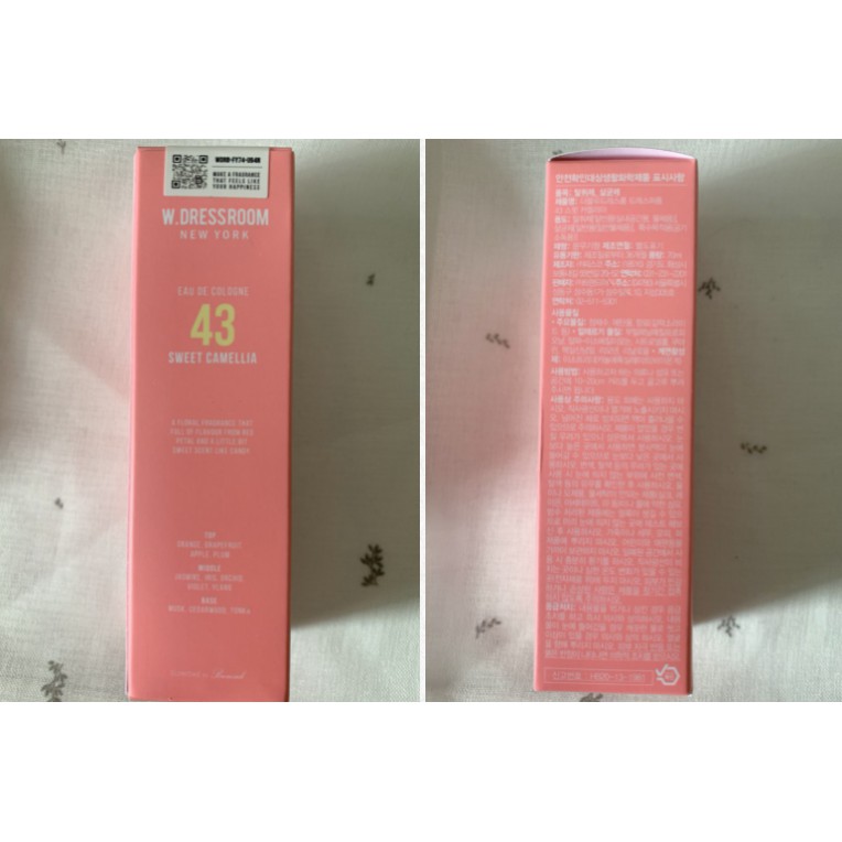 Nước hoa xịt vải hoa trà Wdressroom No 43 Sweet Camellia 70ml xịt thơm quần áo Hàn Quốc (Shop Bunny Beans) | Thế Giới Skin Care